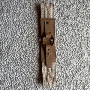 Tan and Cream Woven Belt with Leather like Buckle Stretches